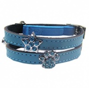 Charm Cat Collar - Blue Leather